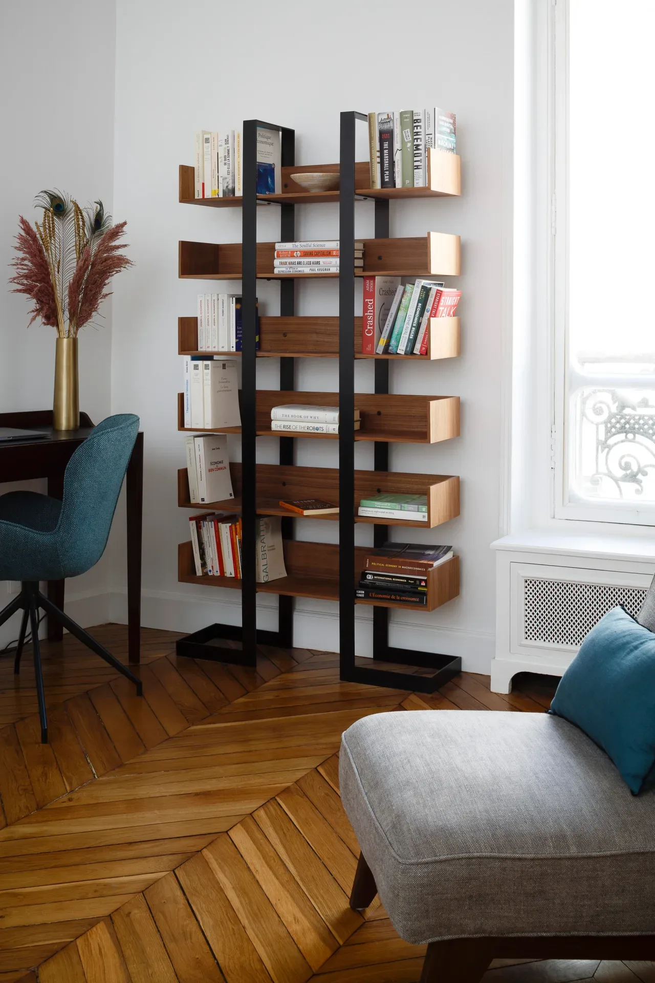 Bibliothèque bois et métal design Séverin 3