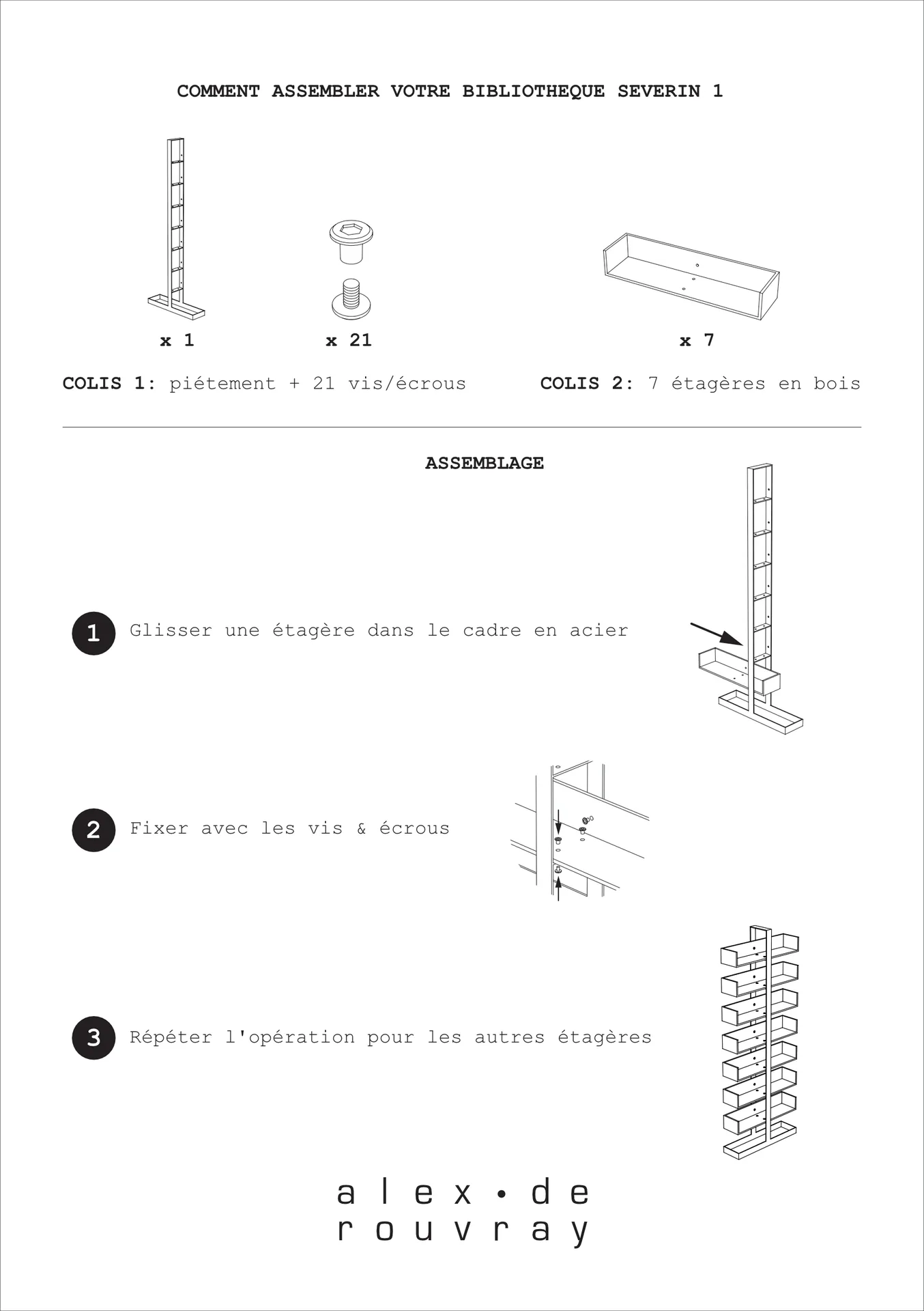 Bibliothèque bois et métal design Séverin-1